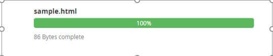 The file has been uploaded when the bar displays 100% completion.